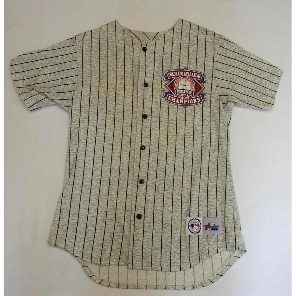 Vintage Colorado Avalanche Jersey Mens Medium Gray NHL 2001 Champions Majestic